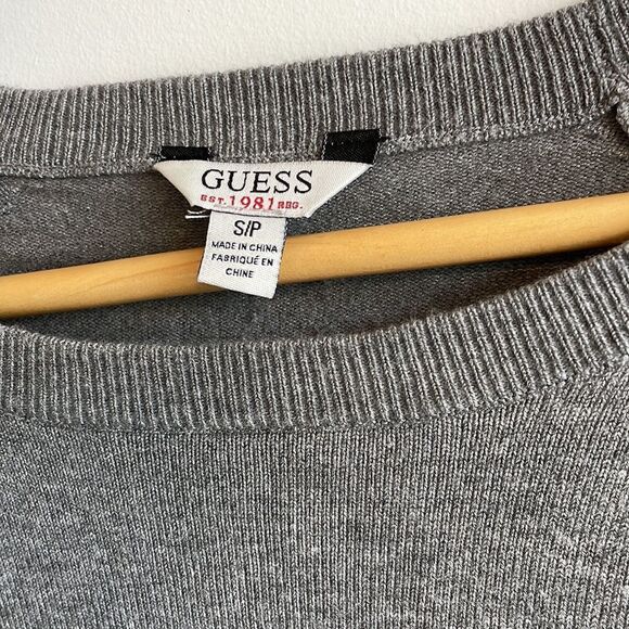 Guess Gray Crewneck Sweater Lace Accent Size Small - Picture 5 of 8
